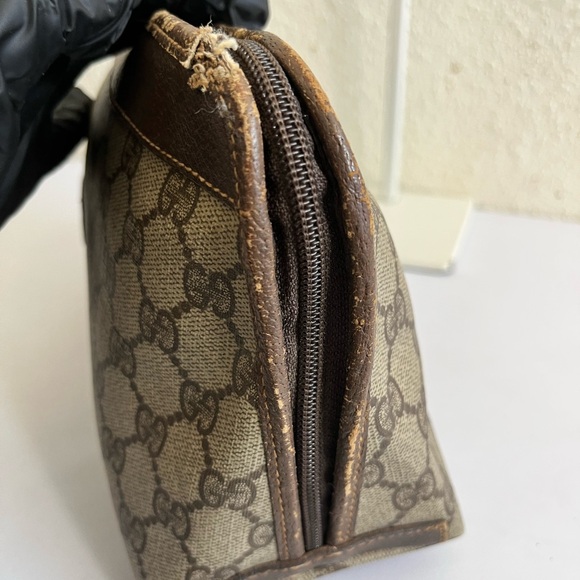 Gucci vintage Brown and Gold Zippered Pouch